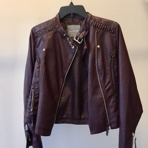 Like new faux leather  Moto plum faux leather jacket size S